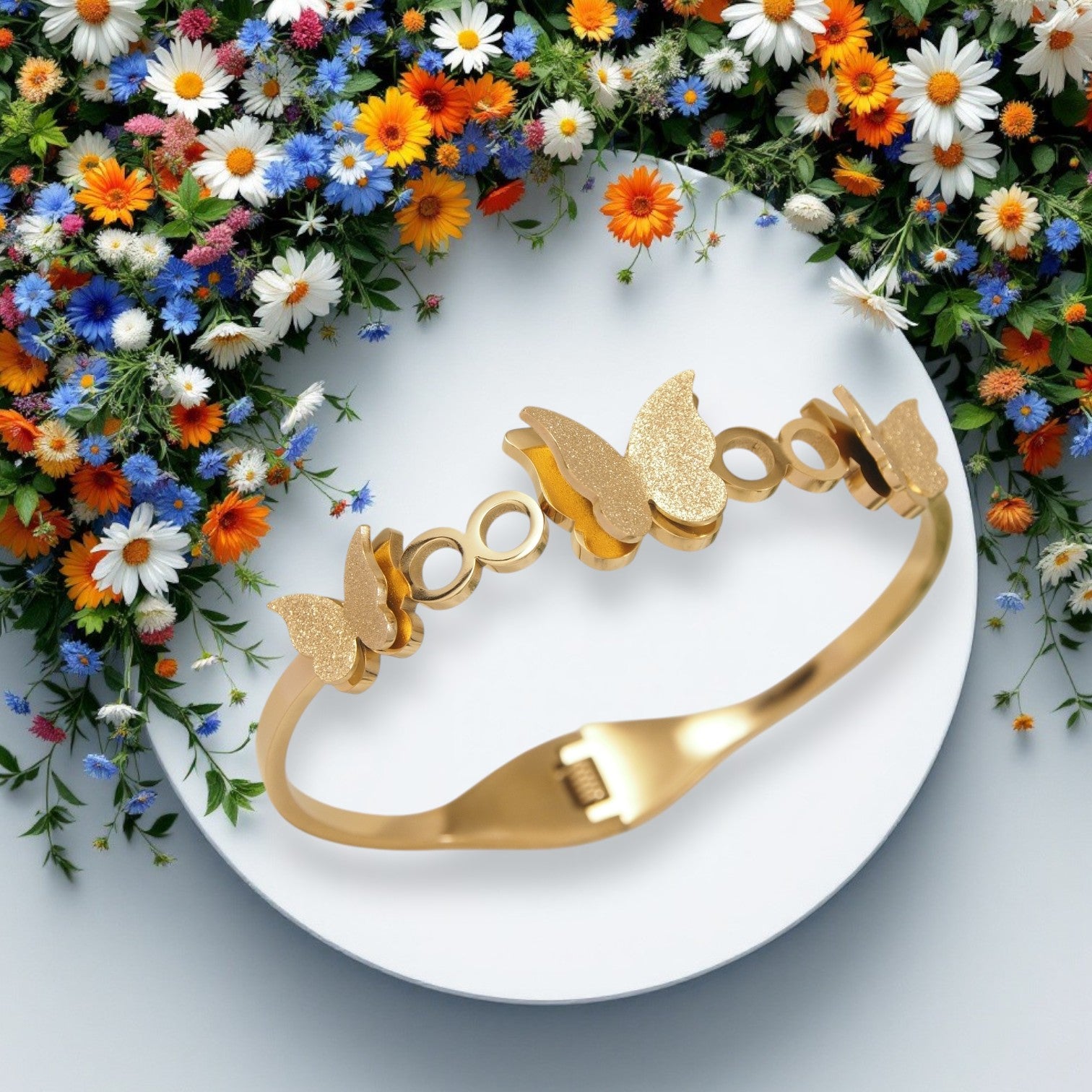3 Golden Butterfly Bangle Braclete