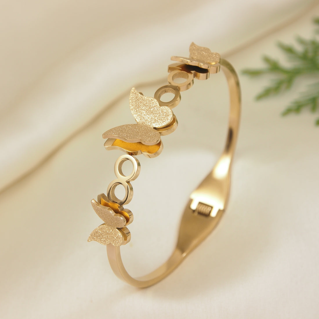 3 Golden Butterfly Bangle Braclete