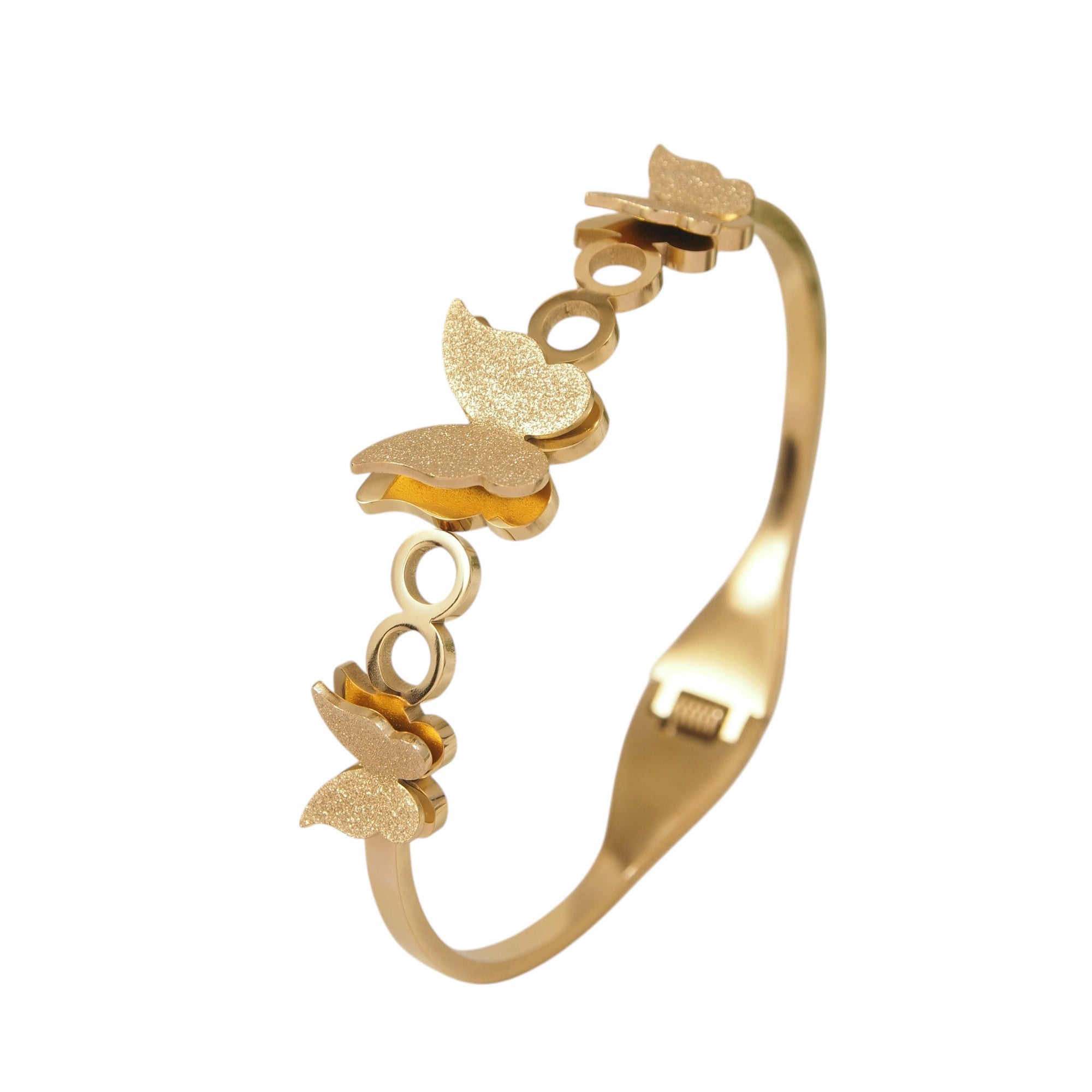 3 Golden Butterfly Bangle Braclete