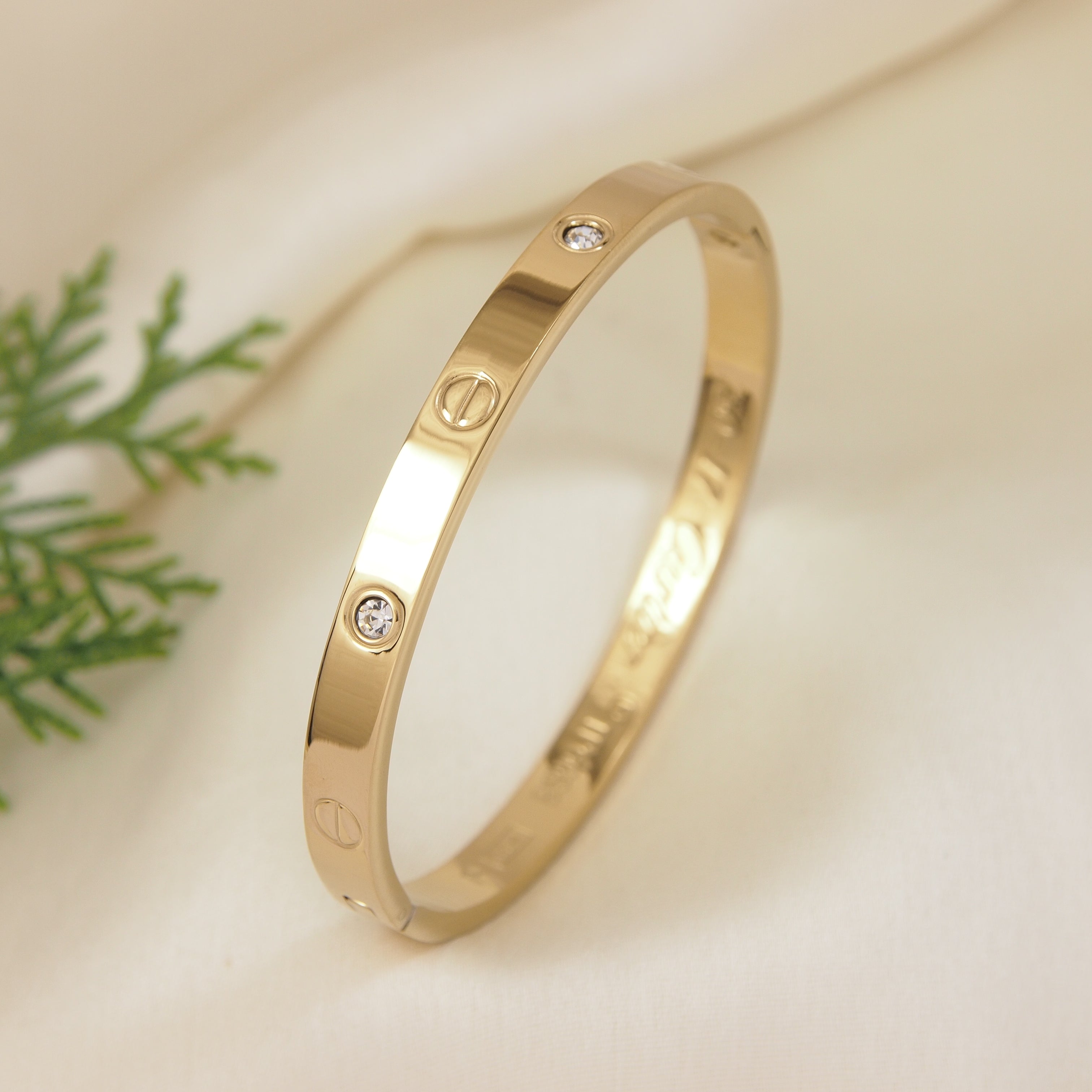 Gold Plated Bangle Bracelet with screw Design