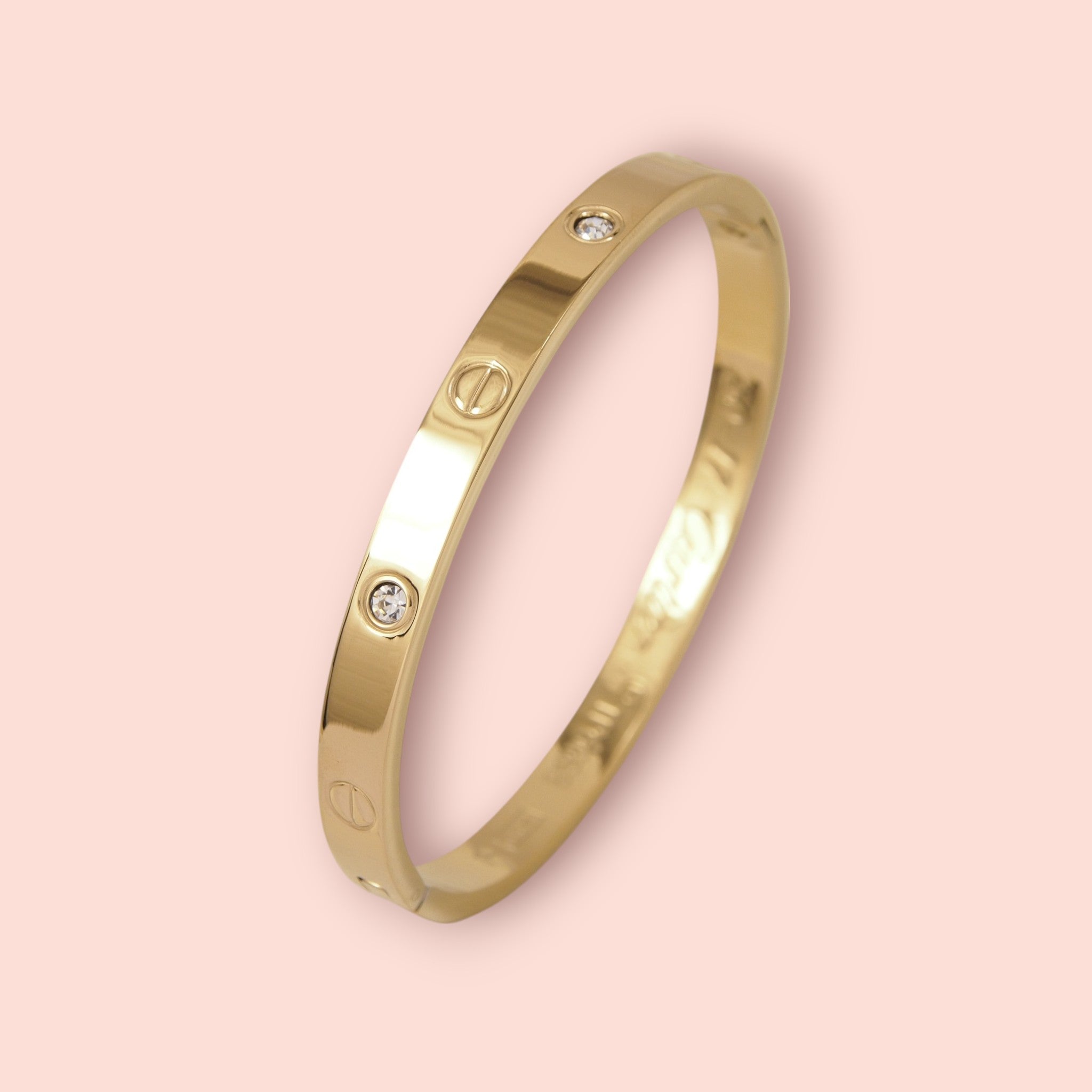 Gold Plated Bangle Bracelet with screw Design