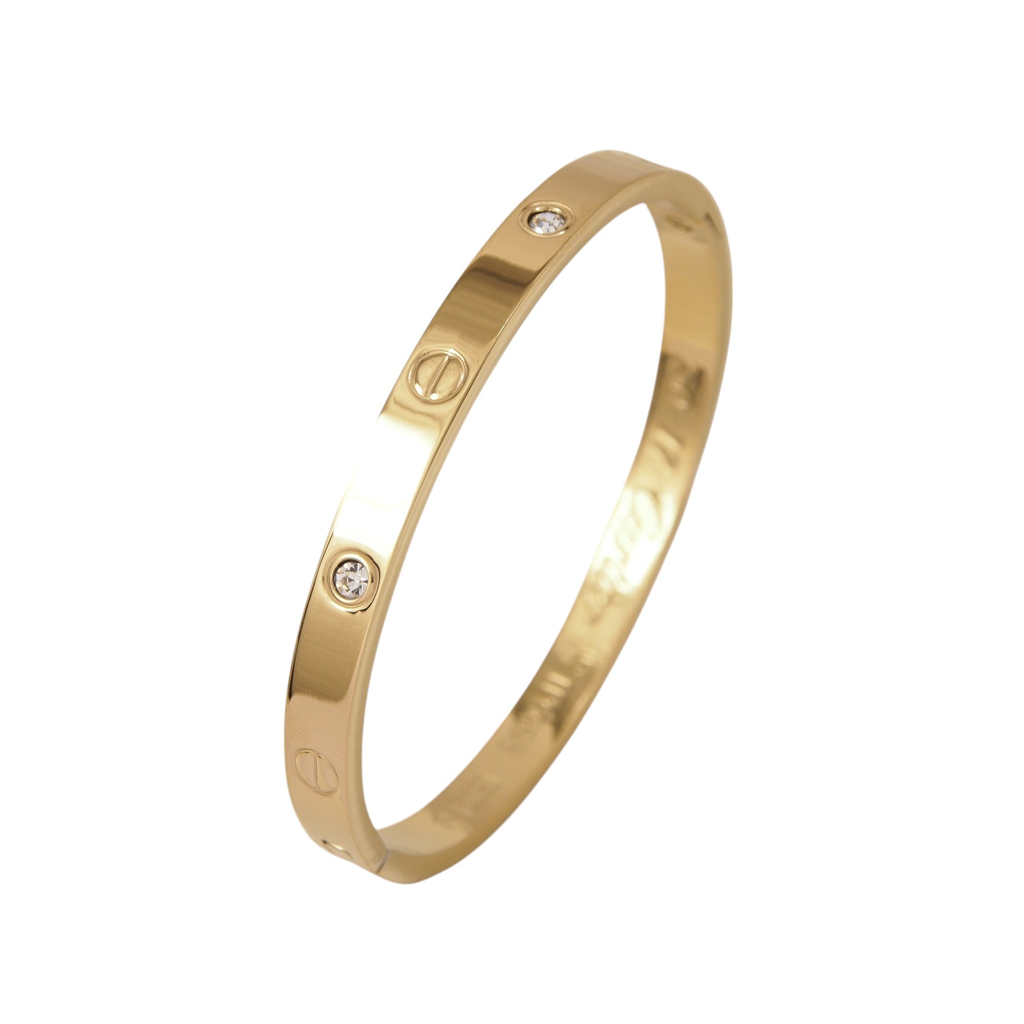 Gold Plated Bangle Bracelet with screw Design