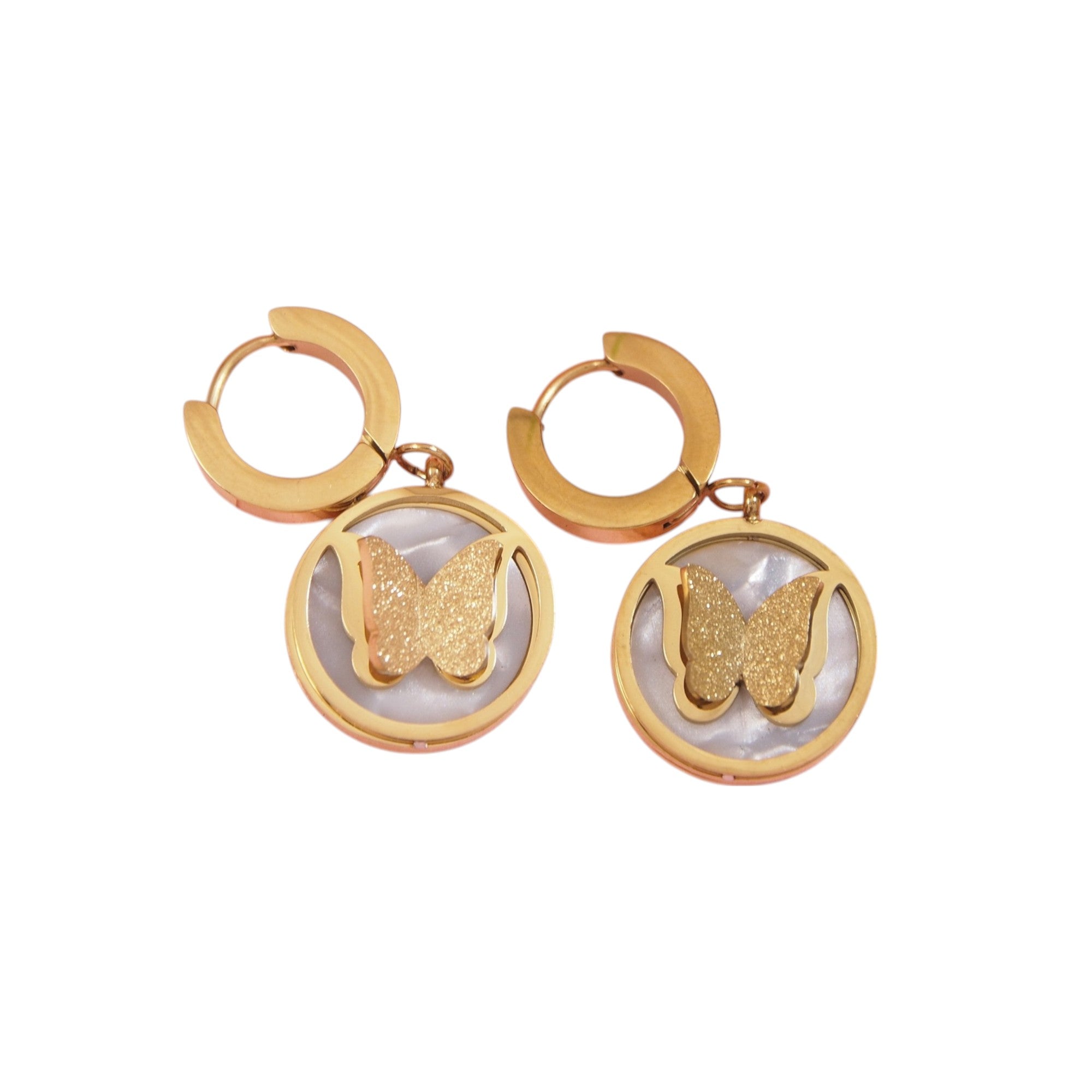 Round White Butterfly Earring