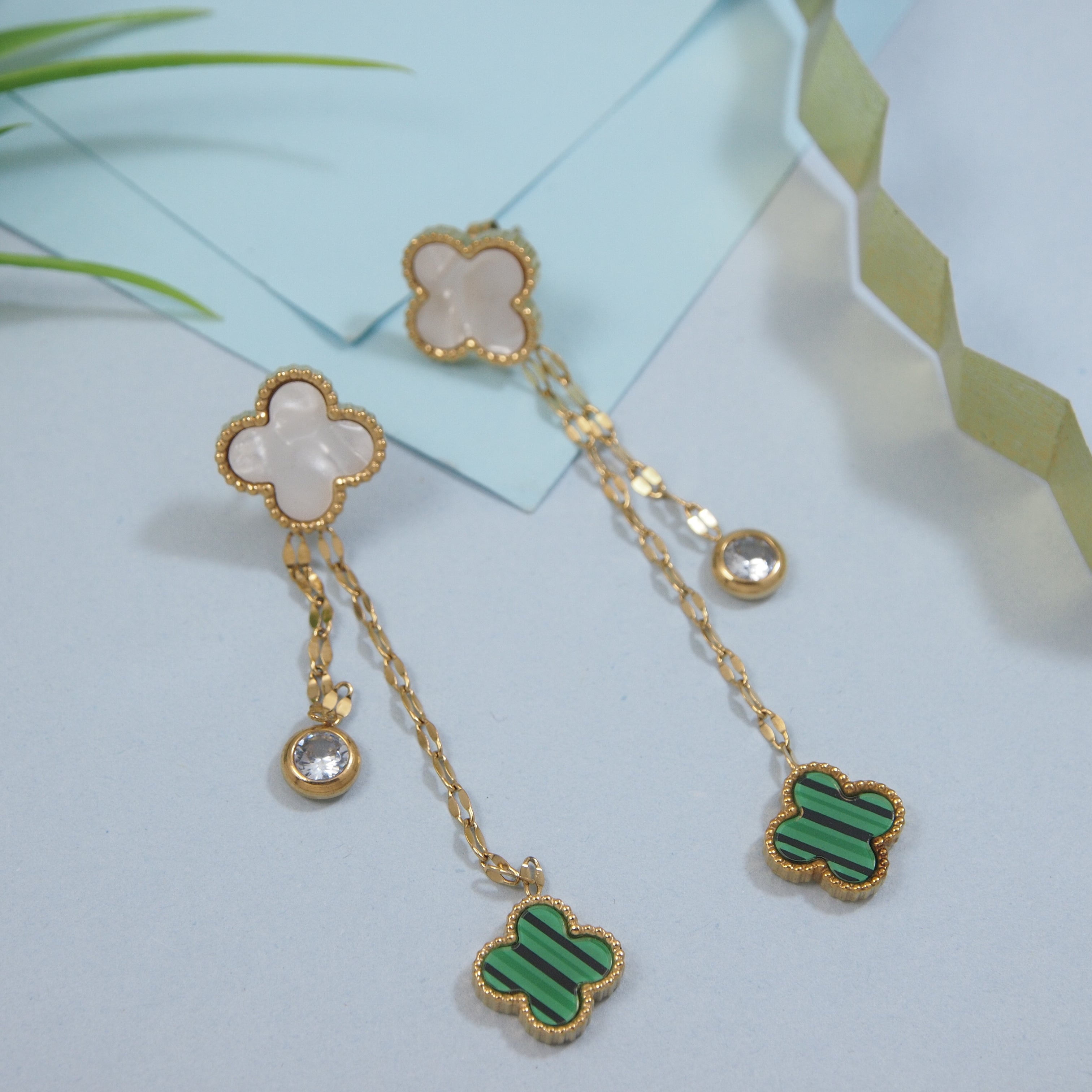Double colour Clover Earring