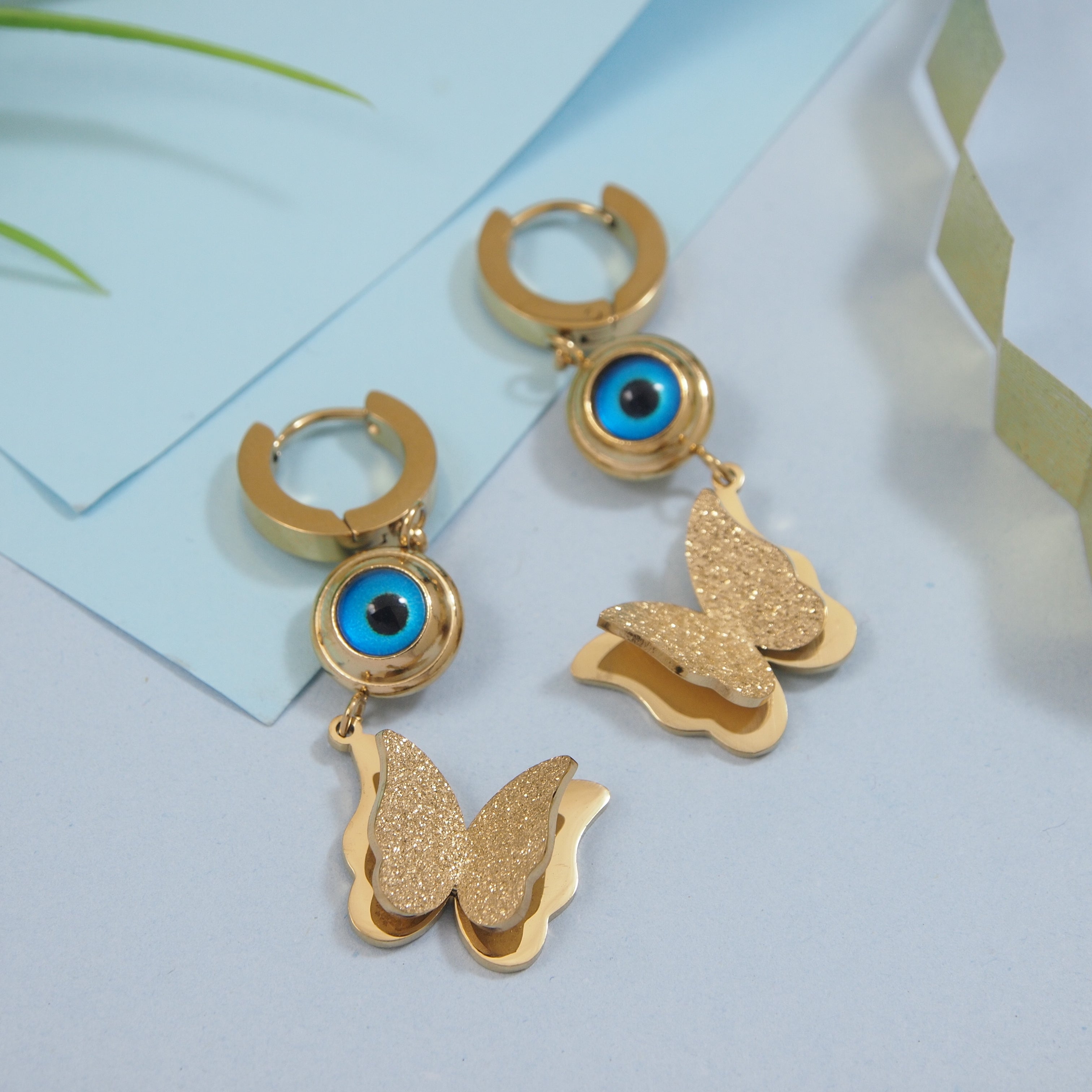 Evil Eye with Butterfly Earring