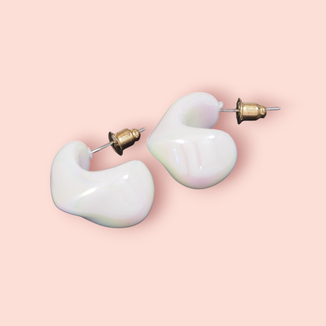 Koreaen Holographic Small Hoop Earring (White)