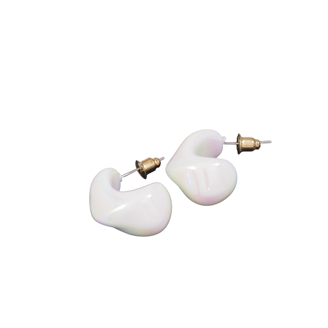 Koreaen Holographic Small Hoop Earring (White)