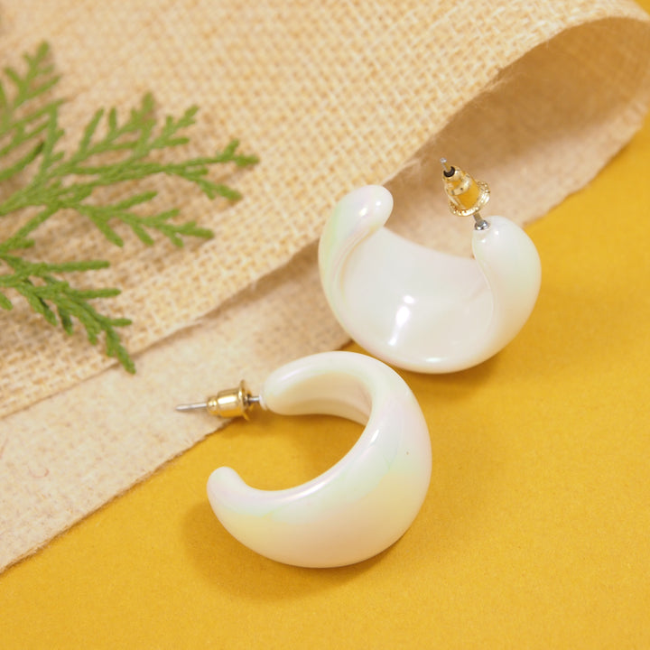 Koreaen Holographic Large Hoop Earring (White)
