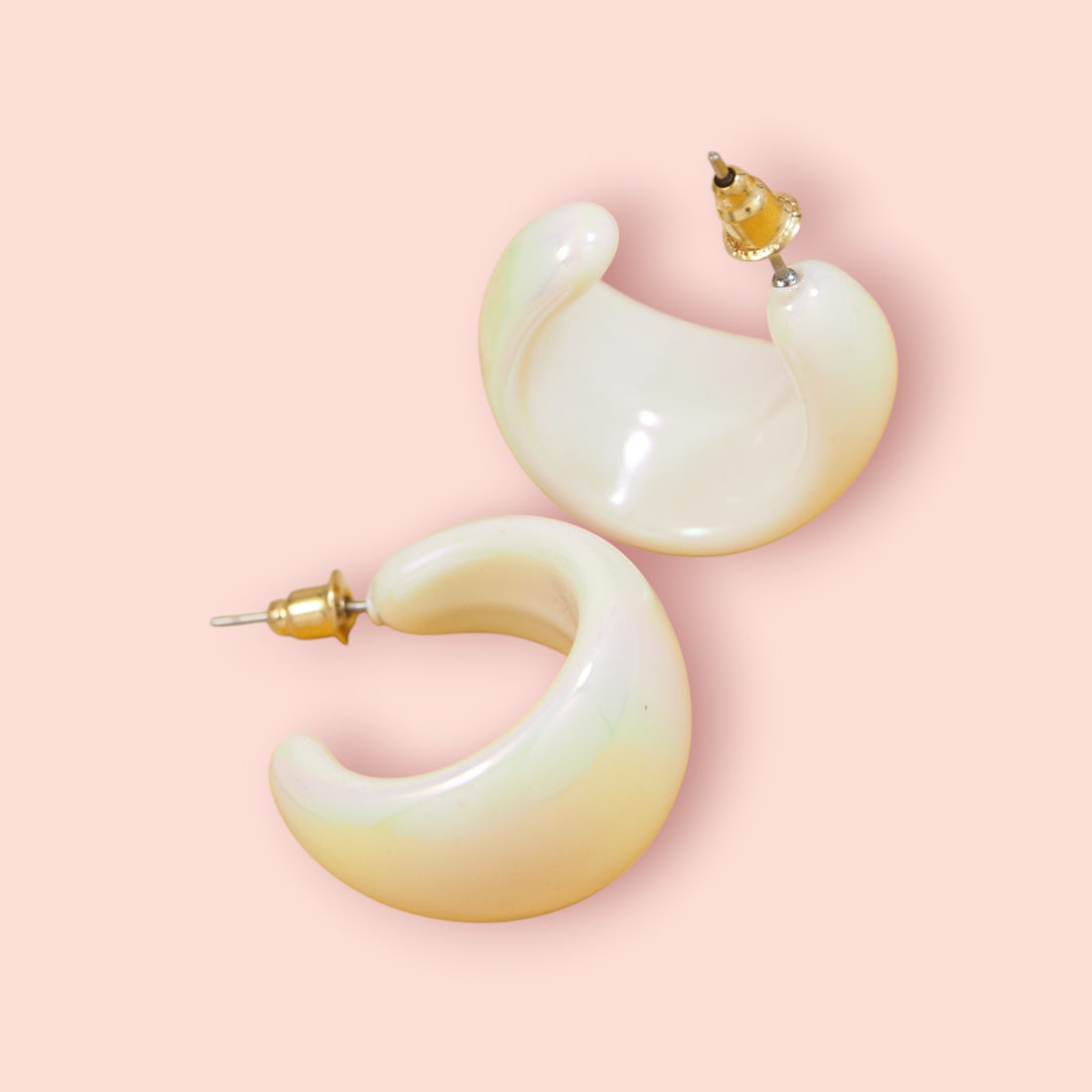 Koreaen Holographic Large Hoop Earring (White)