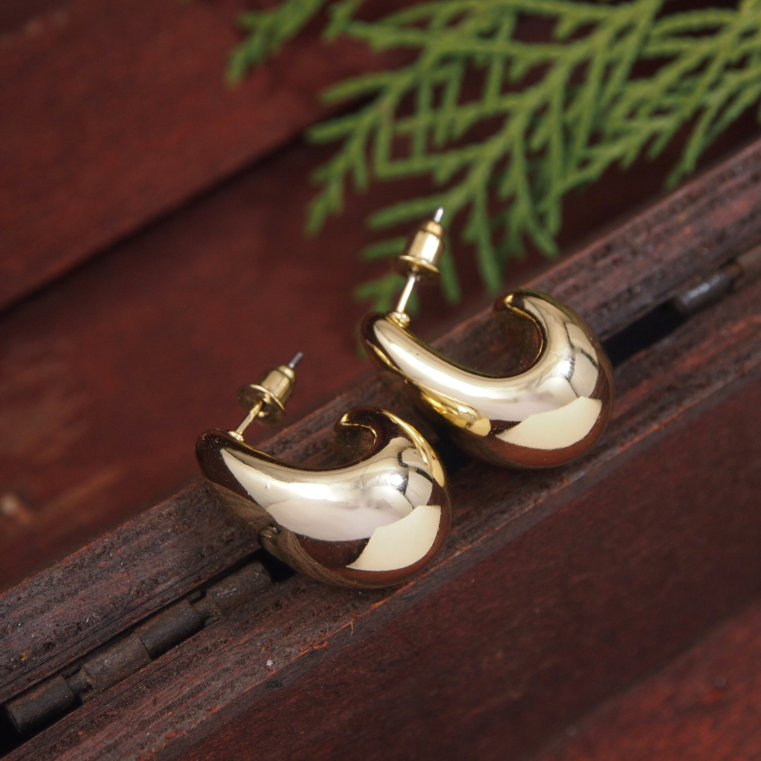 Gold Plated Drop Hoop Earring