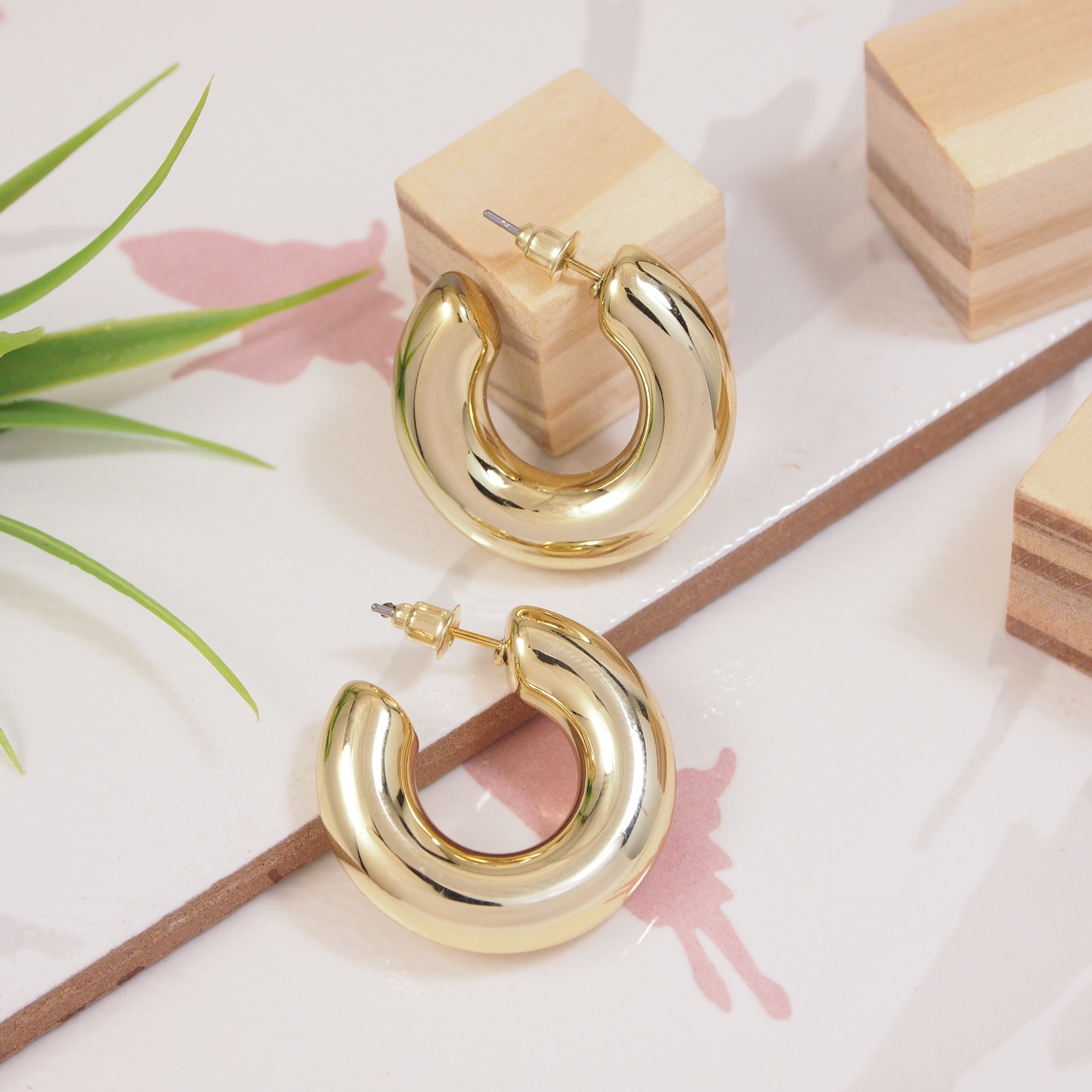 Gold Plated Large Hoop Earring