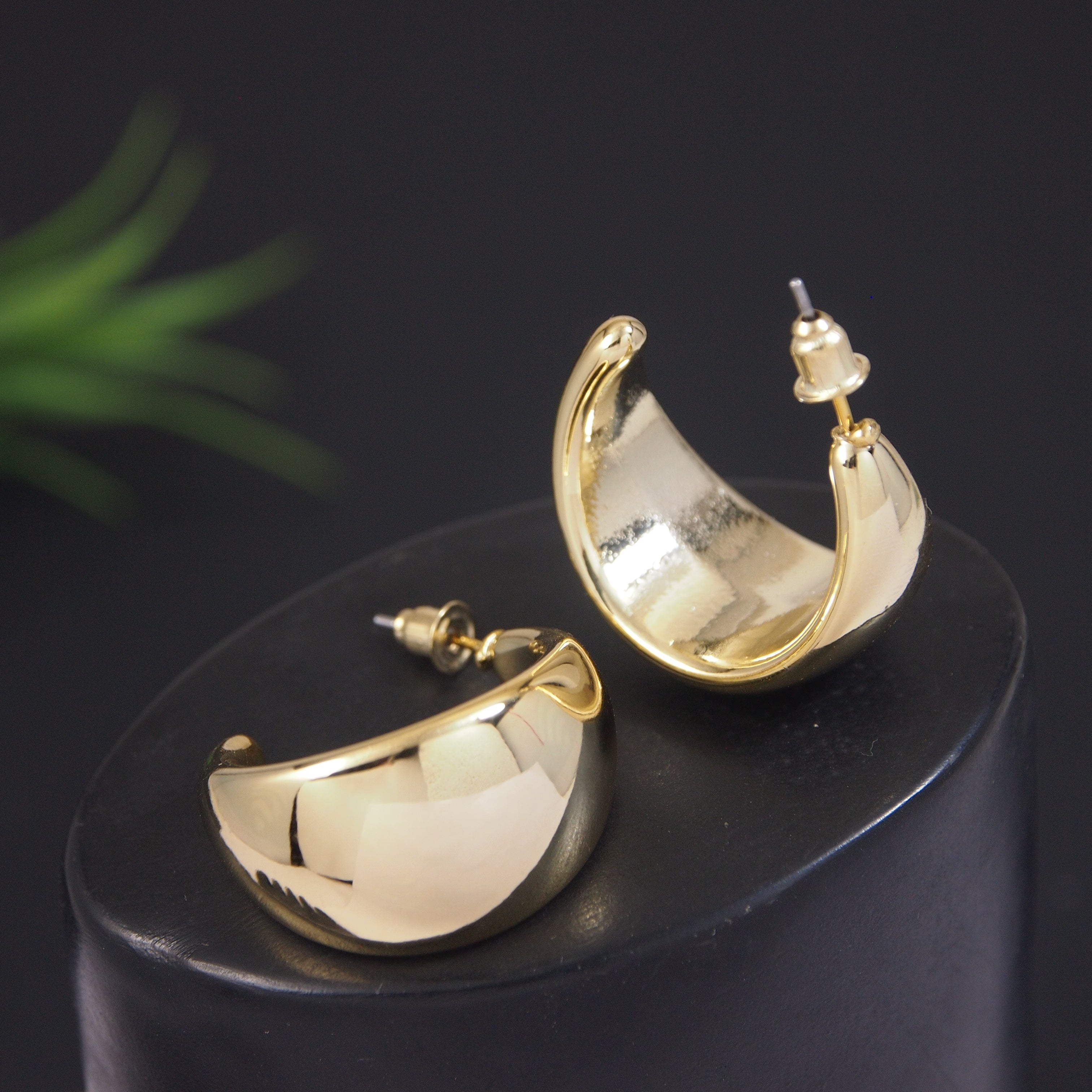 Gold Plated Large Oval Shape Hoop Earring