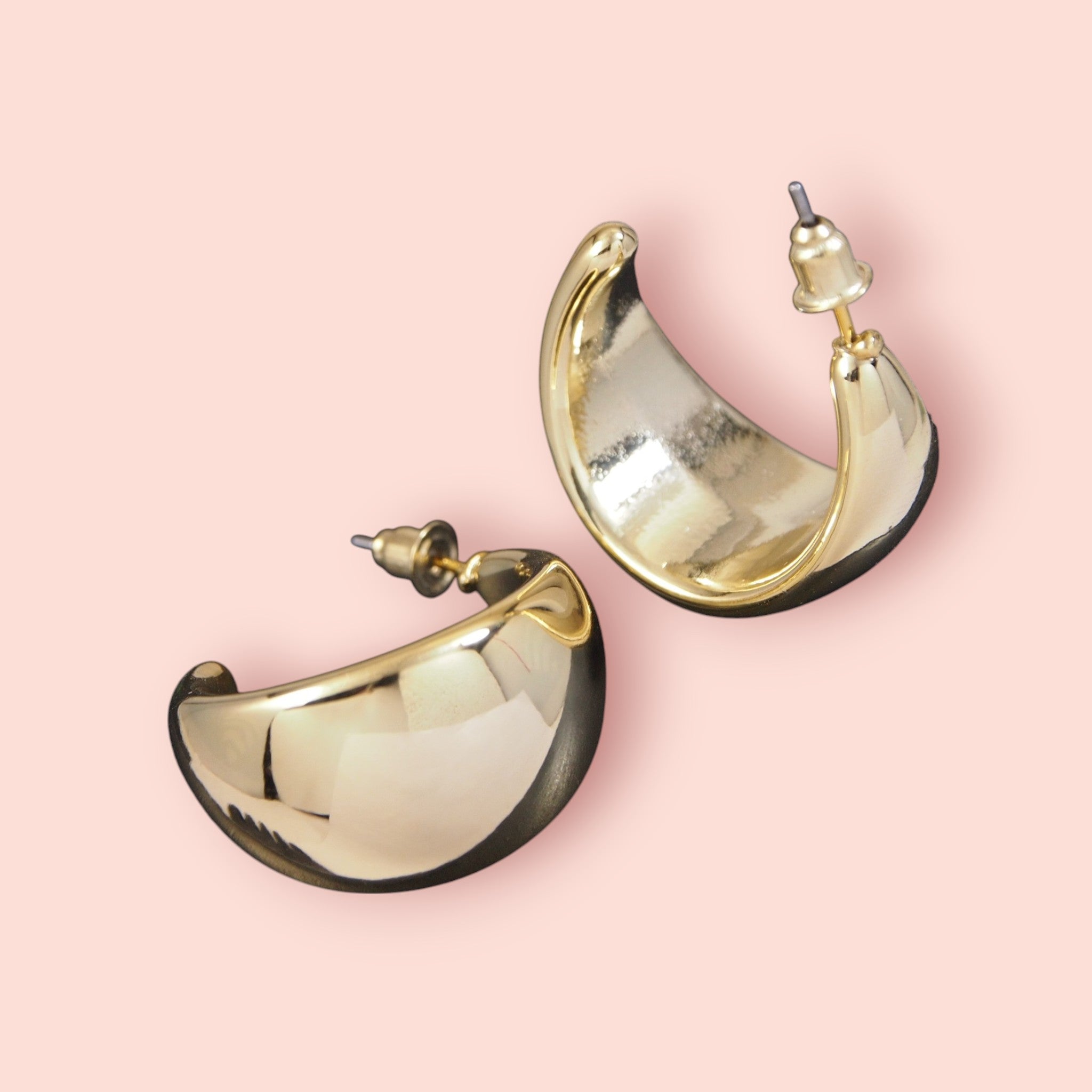 Gold Plated Large Oval Shape Hoop Earring