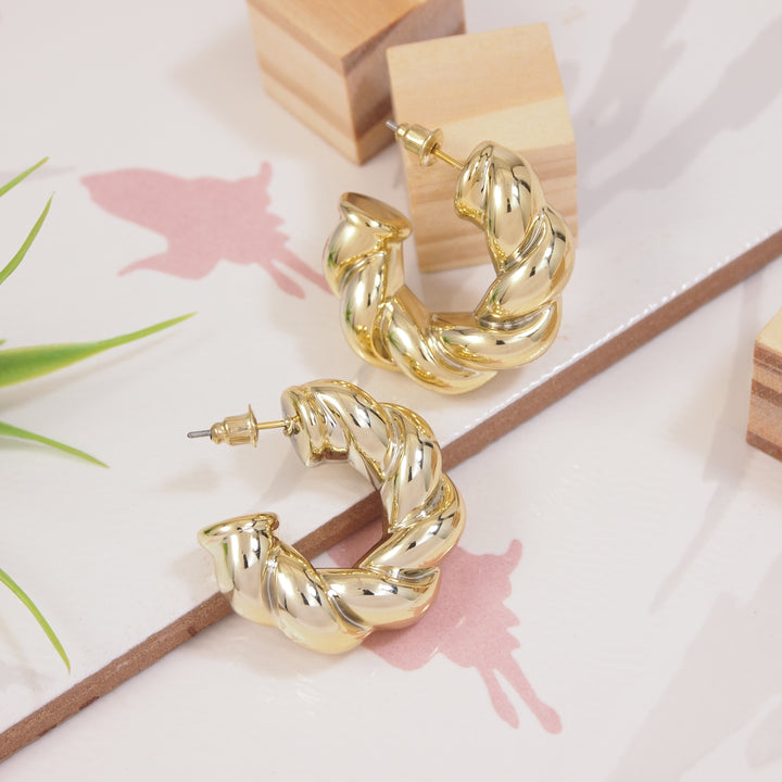 Gold Plated Large Twisted Hoop Earring