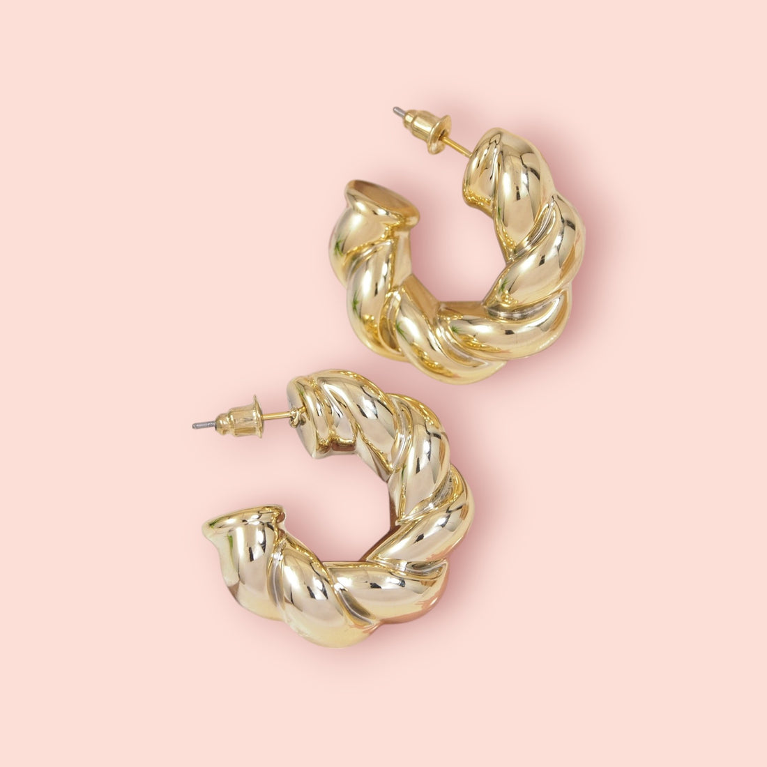 Gold Plated Large Twisted Hoop Earring