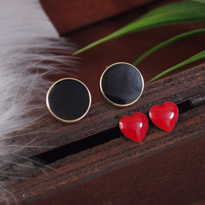 Red & Black Stud Earring (set of 2)