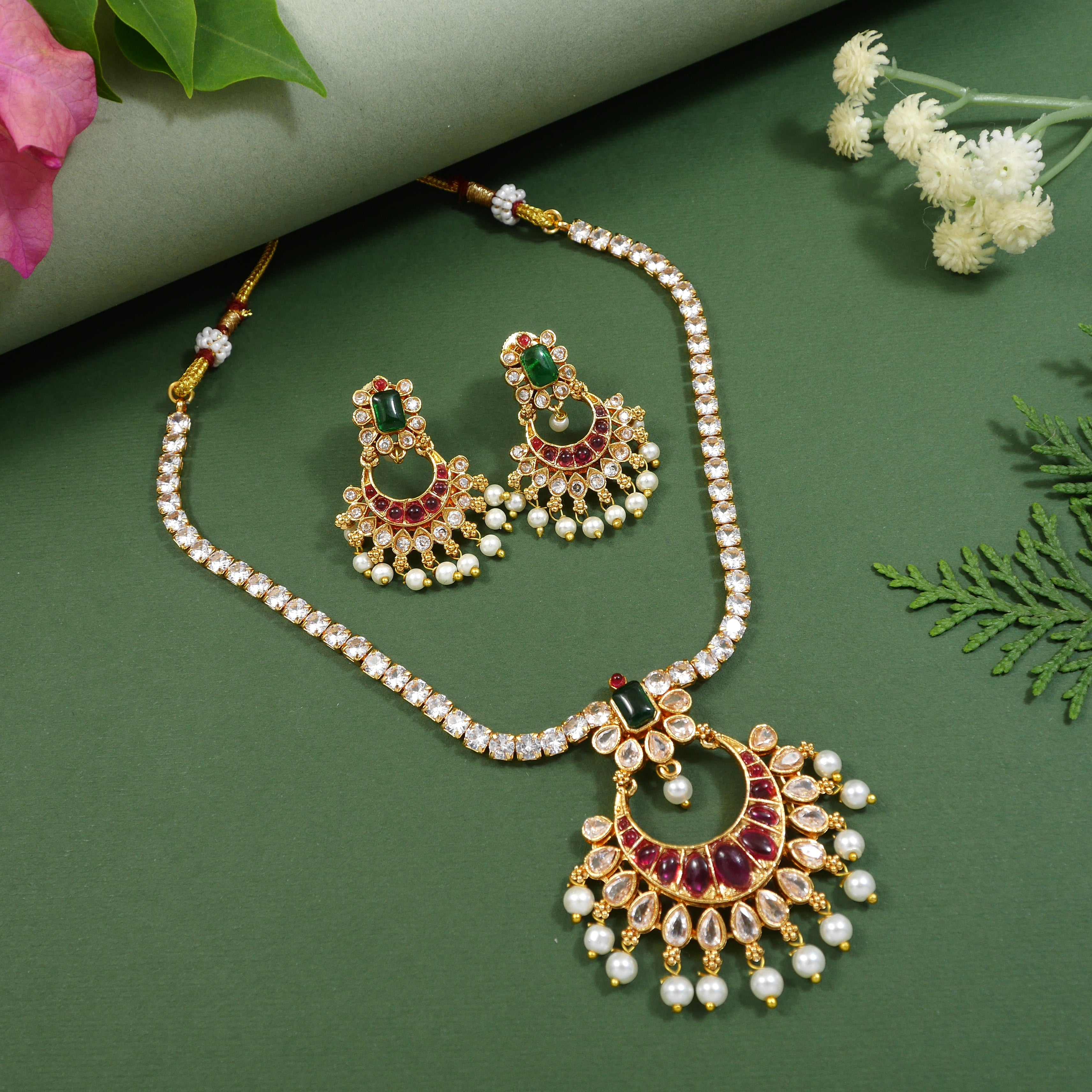 Multicolor Gold Plated Jewelry Set
