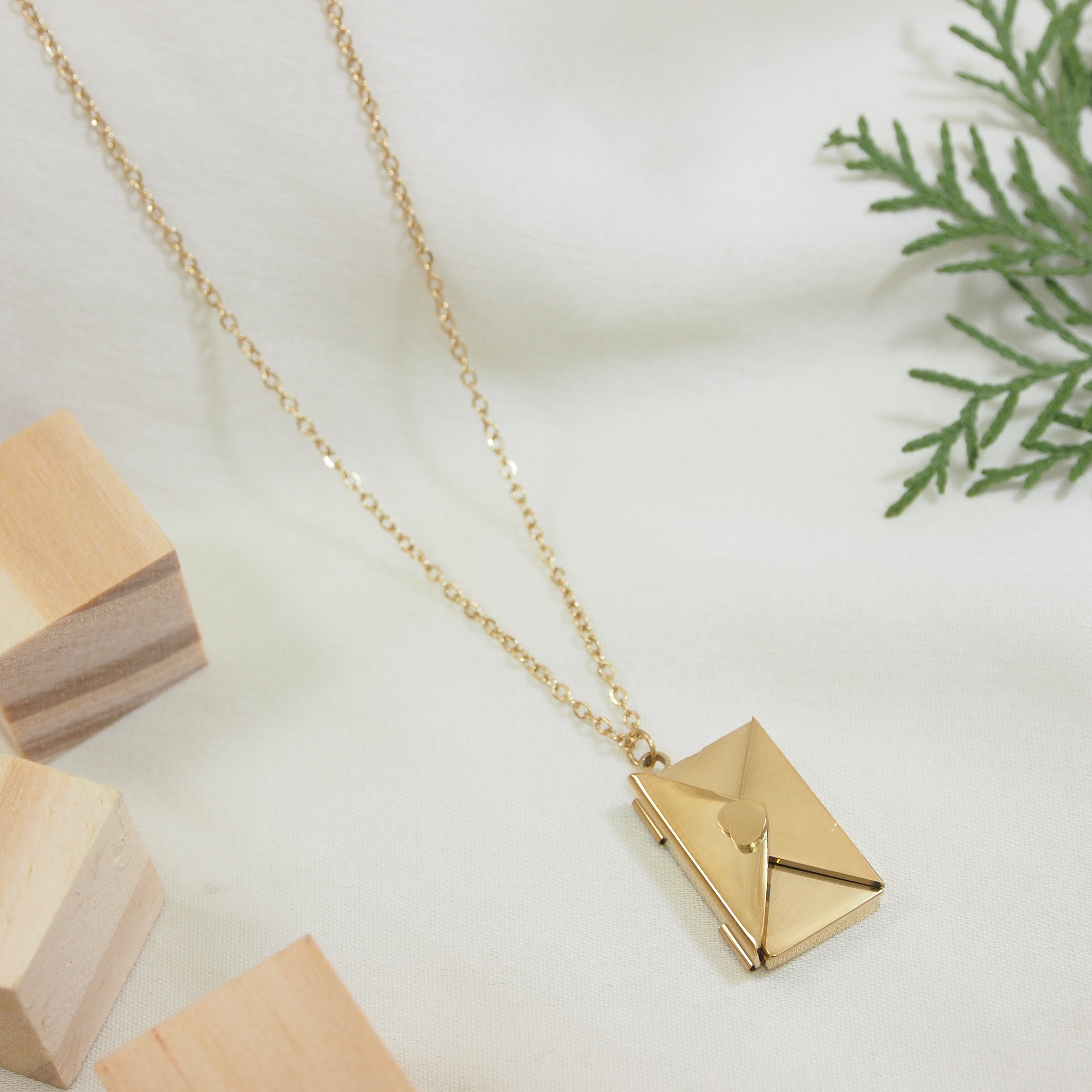 Gold Plates Envelope Necklace
