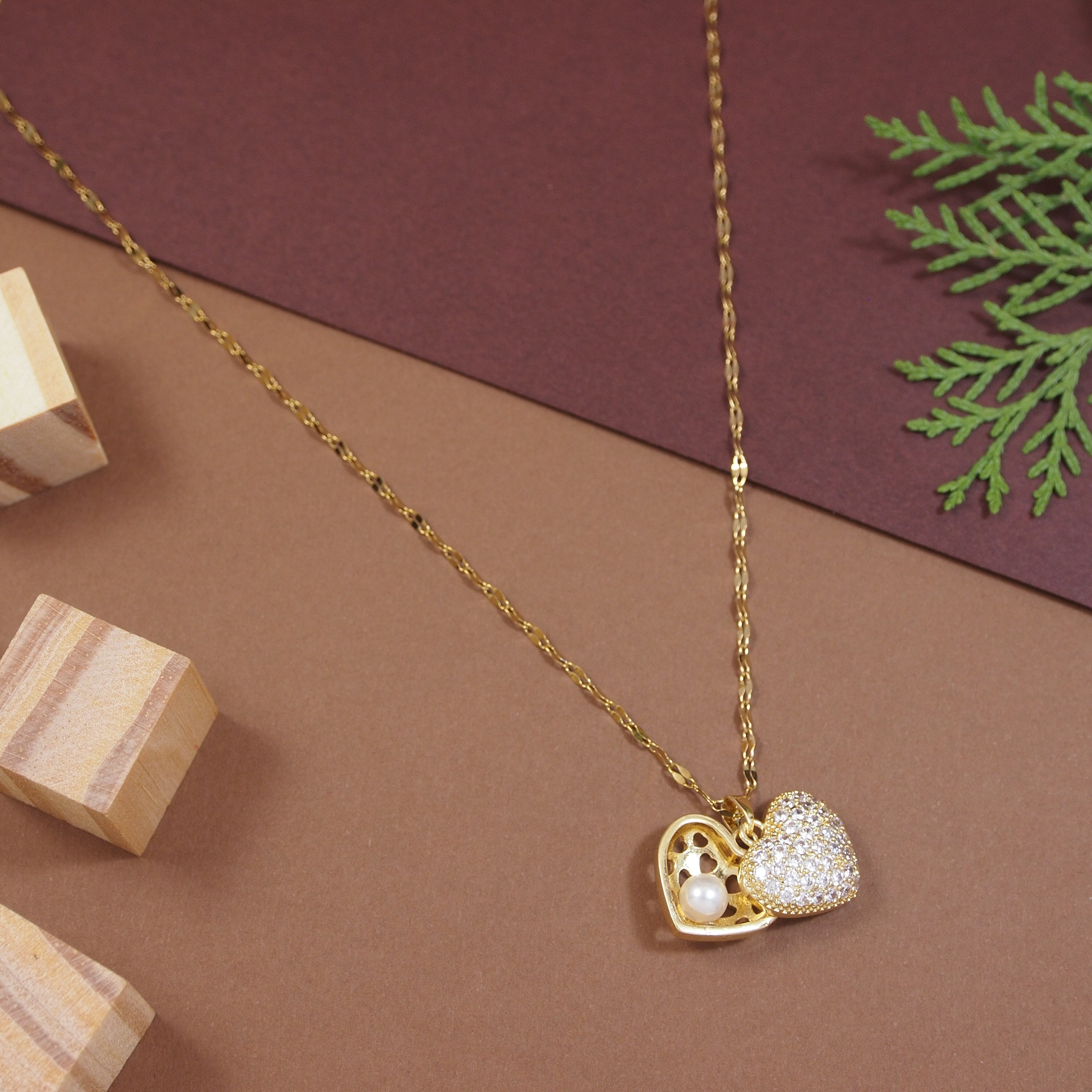 Double Heart Pear Necklace