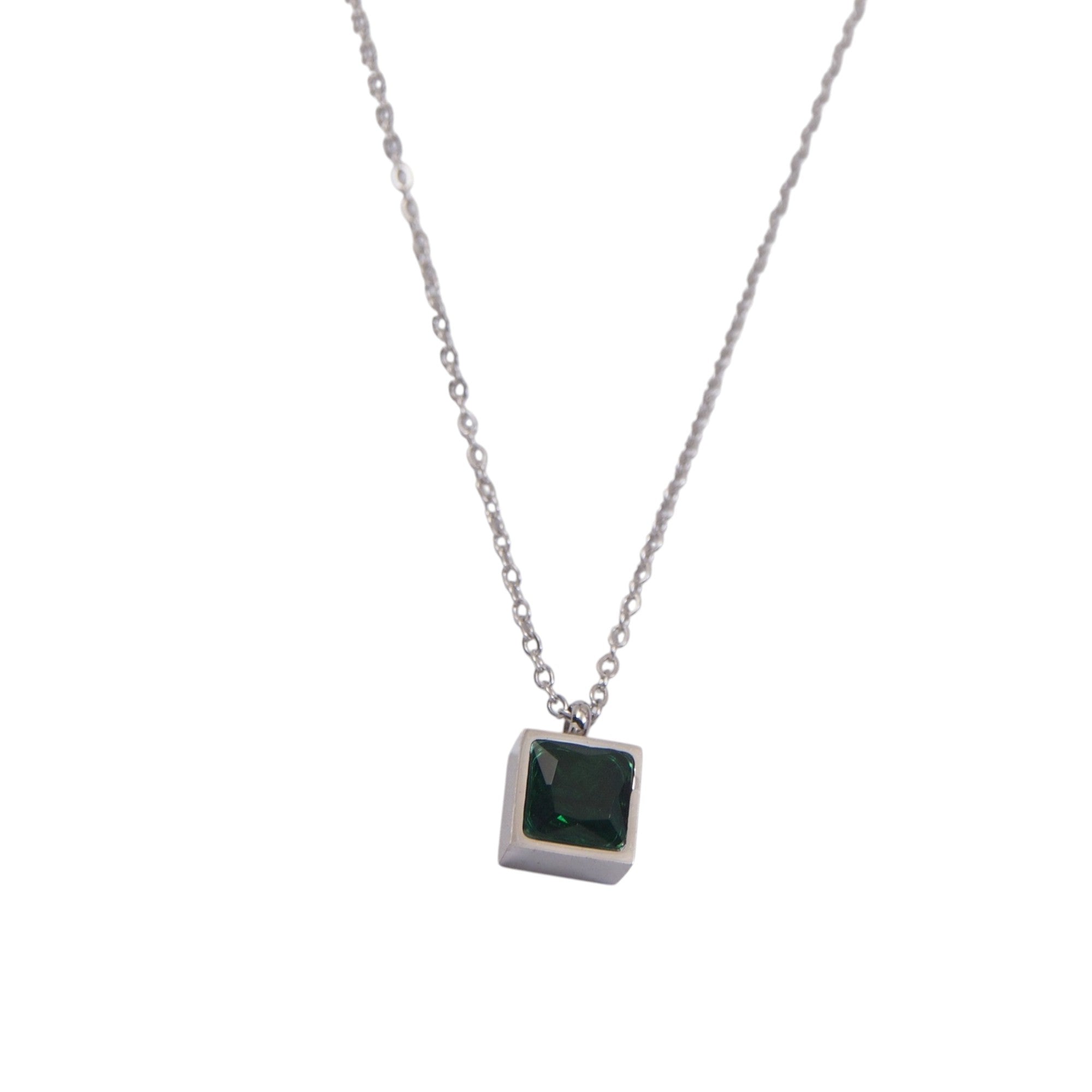 Green Stud Pendant Necklace