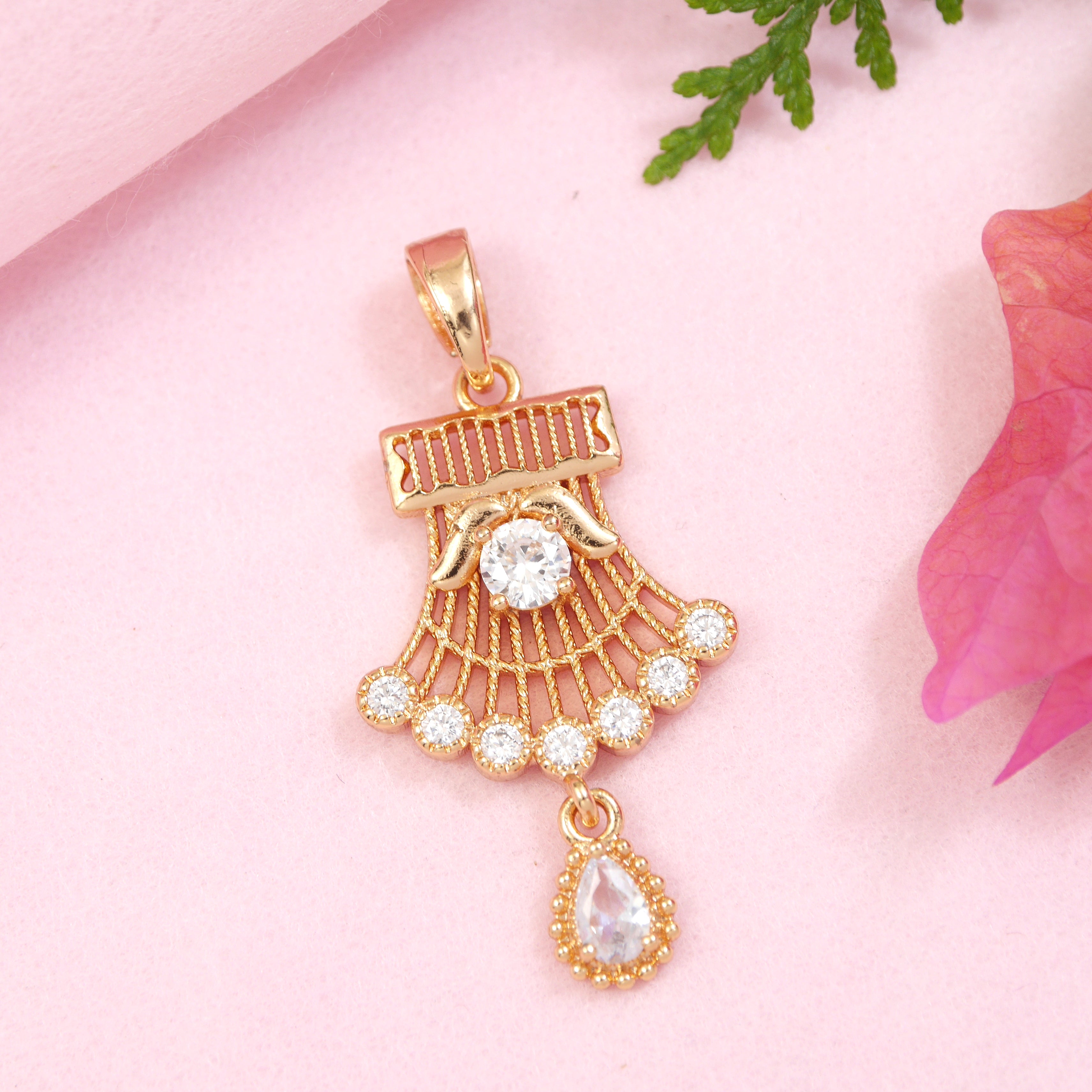 Diamond Studded Bell Shape Big Pendant