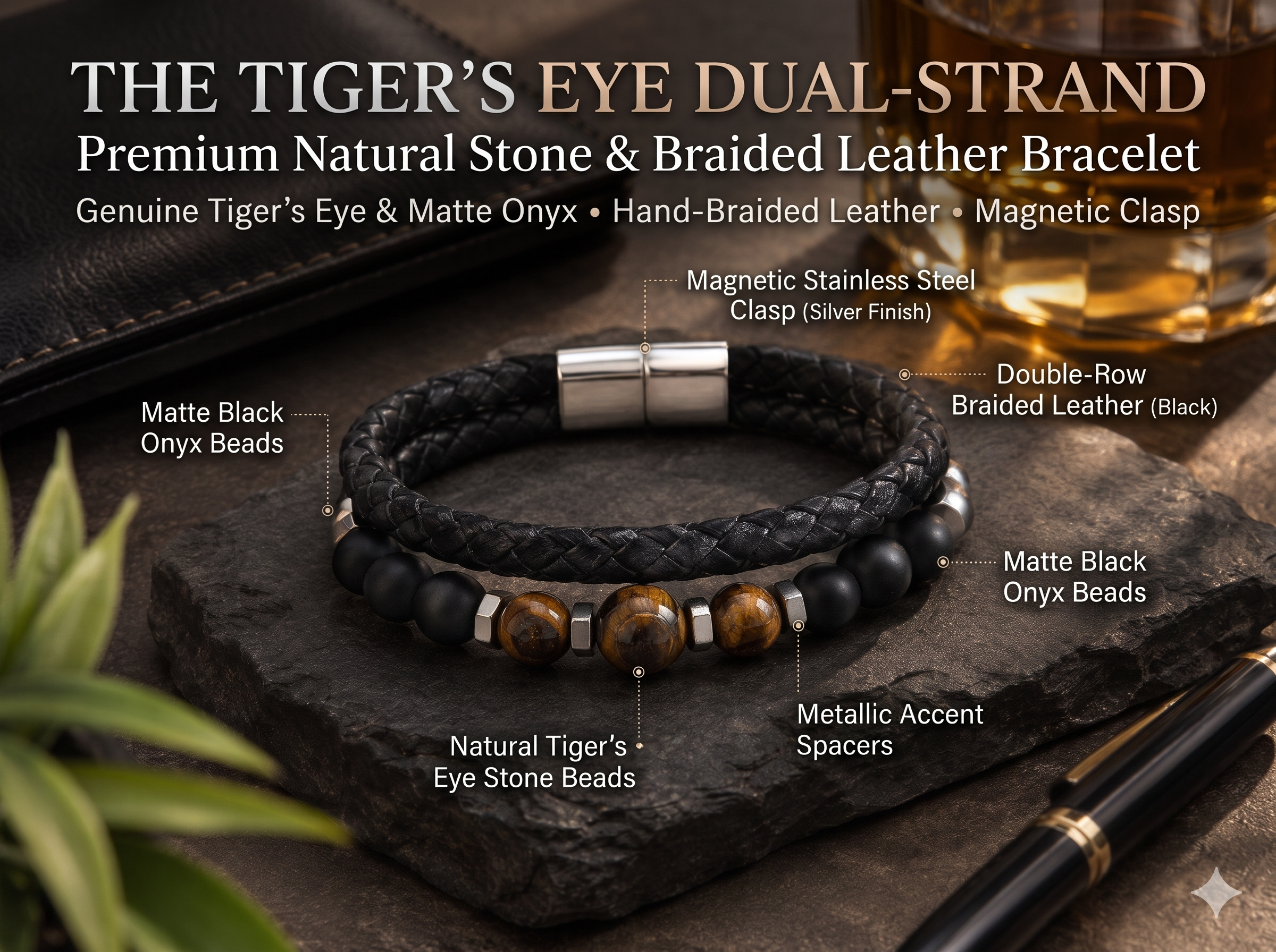 Tiger Eye Bead dual Band