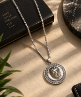 Silver Lion Medallion Pendant Necklace