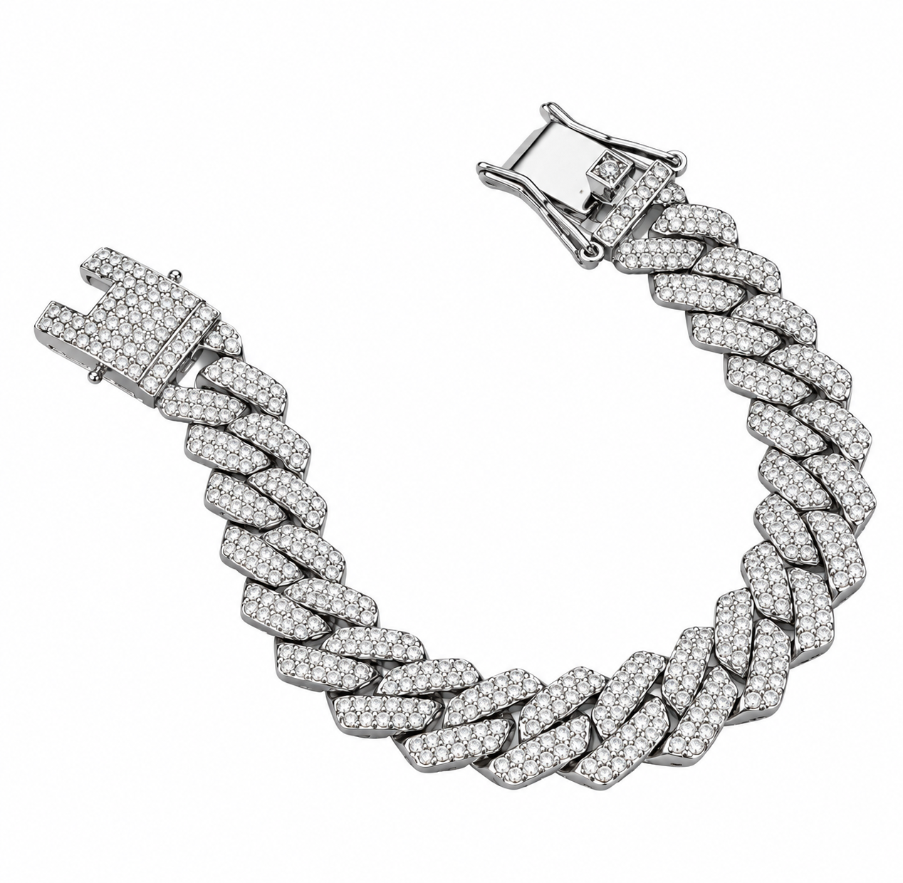 Premium Silver Iced-Out Cuban Link Bracelet